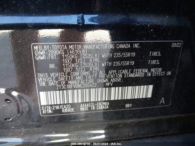Toyota Rav4 Xle Premium 2022 2T3C1RFV0NC205422 Image 9