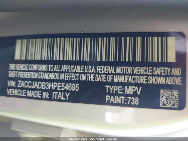 ZACCJADB3HPE54695 Jeep Renegade Limited Fwd