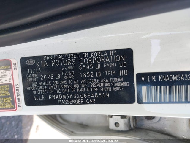 KNADM5A32G6648519 KIA RIO LX