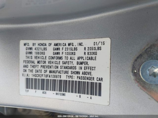 1HGCR2F78FA106879 Honda ACCORD EX