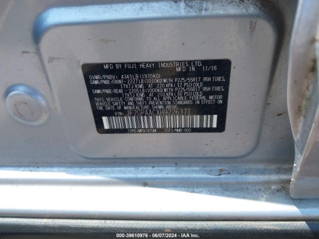 JF2GPAACXH9226371 Subaru Crosstrek 2.0i