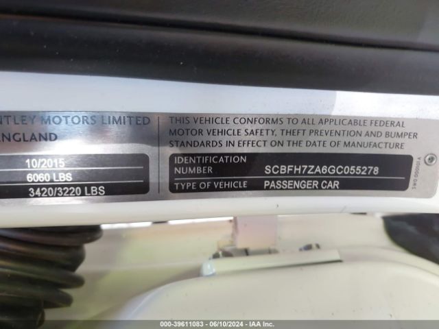 2016 BENTLEY CONTINENTAL GT SCBFH7ZA6GC055278 Photo 8