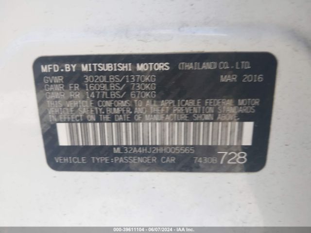ML32A4HJ2HH005565 Mitsubishi MIRAGE SE