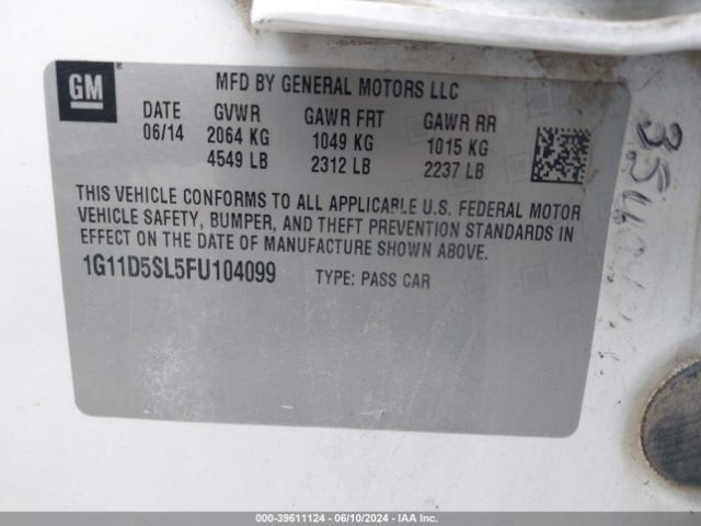 1G11D5SL5FU104099 Chevrolet MALIBU 2LT