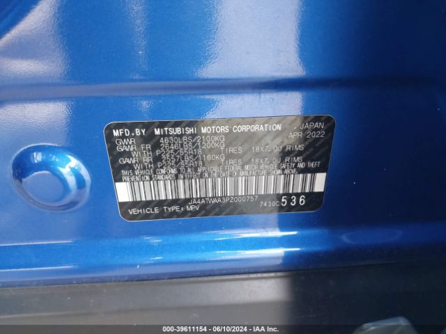 JA4ATWAA3PZ000757 Mitsubishi Eclipse Cross Se S-awc/sel S-awc