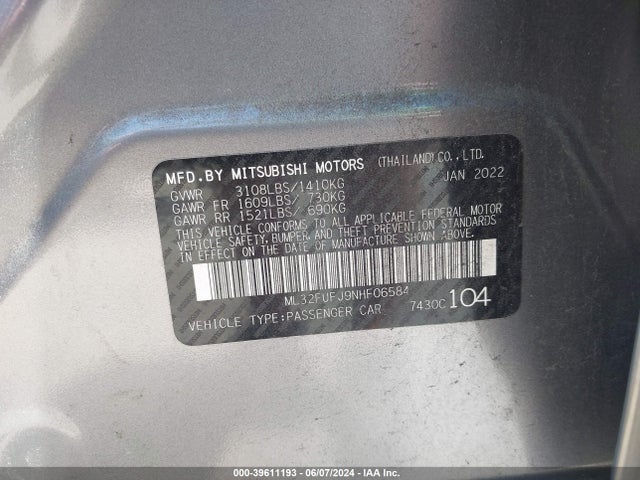 ML32FUFJ9NHF06584 Mitsubishi Mirage G4 Black Edition/es/le