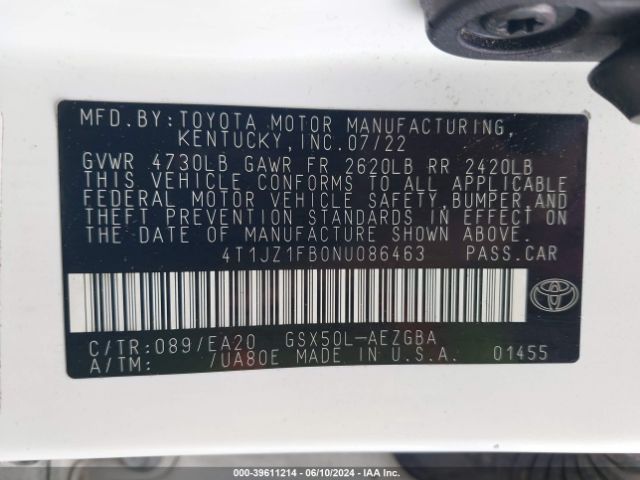 4T1JZ1FB0NU086463 Toyota AVALON XLE