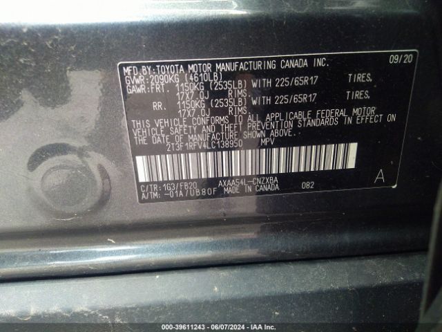 2T3F1RFV4LC138950 Toyota RAV4 LE