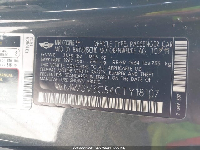 2012 MINI COOPER S WMWSV3C54CTY18107 Photo 8