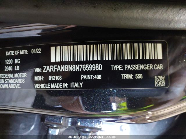 ZARFANBN8N7659980 Alfa Romeo Giulia Ti Awd