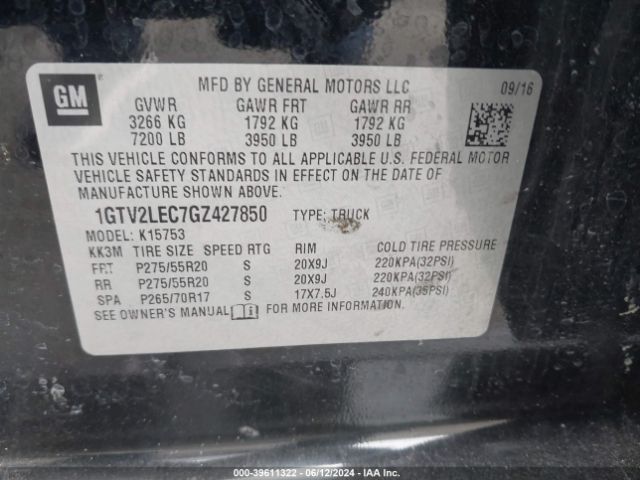 1GTV2LEC7GZ427850 GMC SIERRA 1500