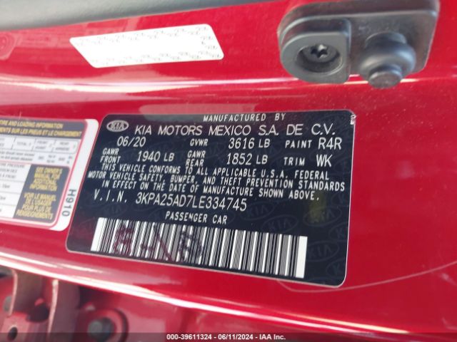 3KPA25AD7LE334745 KIA Rio 5-door S