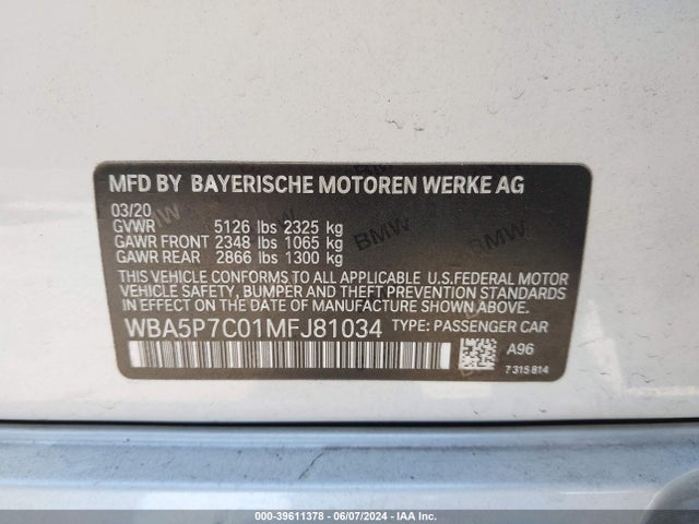 WBA5P7C01MFJ81034 BMW 3 Series 330e