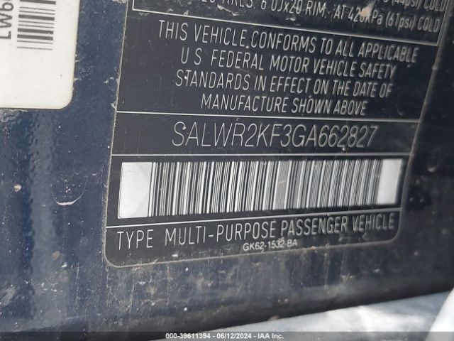 SALWR2KF3GA662827 Land Rover Range Rover Sport 3.0l V6 Turbocharged Diesel Hse Td6
