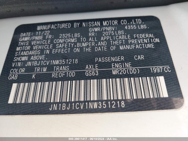 JN1BJ1CV1NW351218 Nissan Rogue Sport Sl Fwd Xtronic Cvt