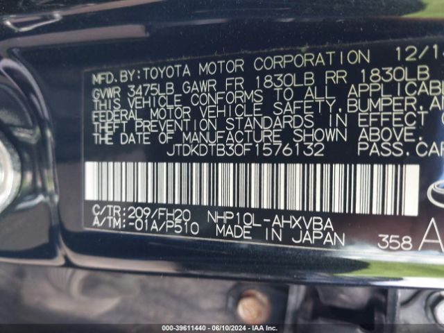 JTDKDTB30F1576132 Toyota Prius C One