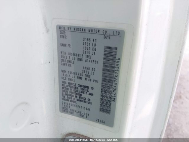 3N6CM0KN7FK715446 Nissan NV200 SV