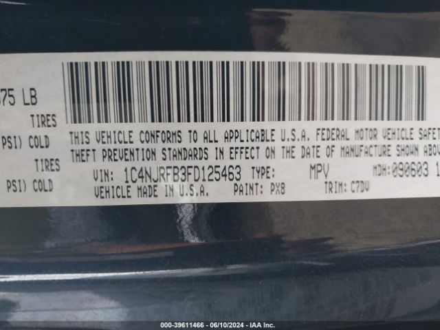 1C4NJRFB3FD125463 Jeep Patriot Latitude