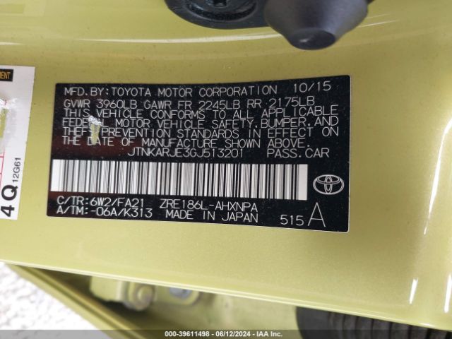 JTNKARJE3GJ513201 Scion IM
