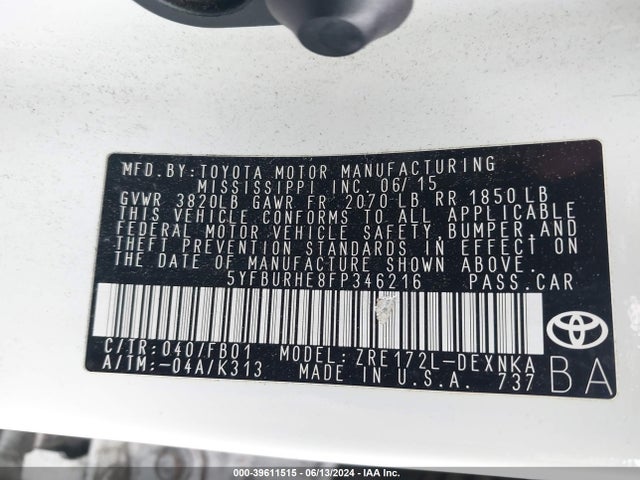 Toyota Corolla Le Plus 2015 5YFBURHE8FP346216 Image 9