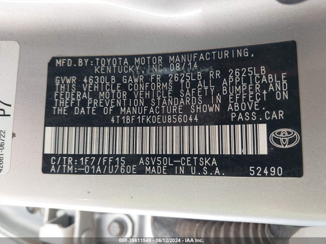Toyota CAMRY SE 2014 4T1BF1FK0EU856044 Image 9