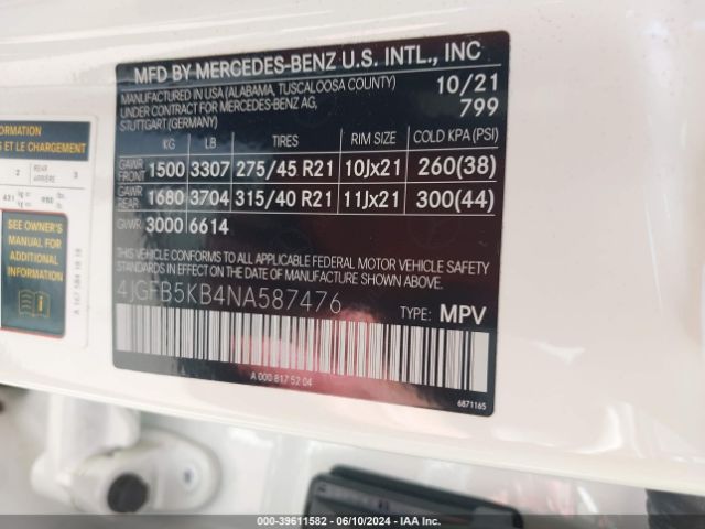 4JGFB5KB4NA587476 Mercedes-Benz Gle 450 4matic