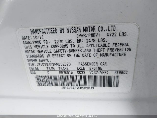 JN1CV6AP2FM502073 Infiniti Q40