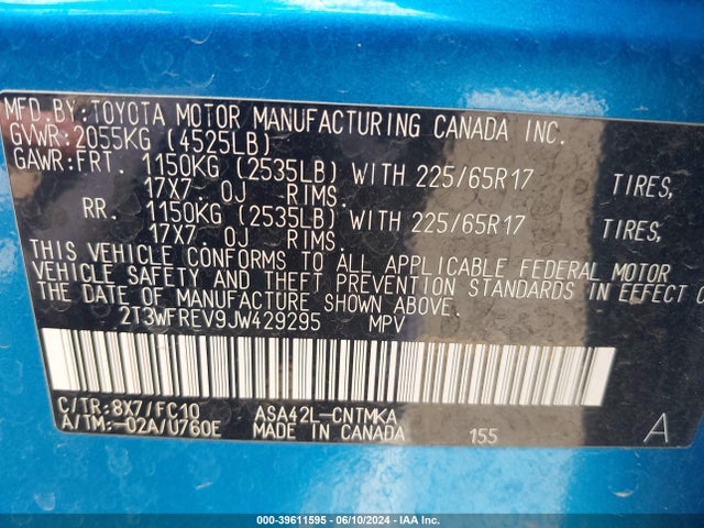 Продаж на аукціоні авто 2018 Toyota Rav4 Xle, vin: 2T3WFREV9JW429295, номер лоту: 39611595