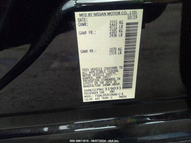 1N4BZ1CP9KC319031 Nissan Leaf Sv Plus