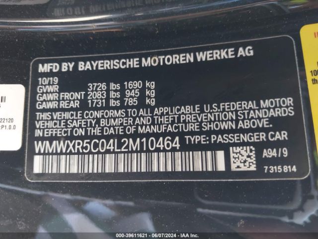 WMWXR5C04L2M10464 Mini Hardtop Cooper S