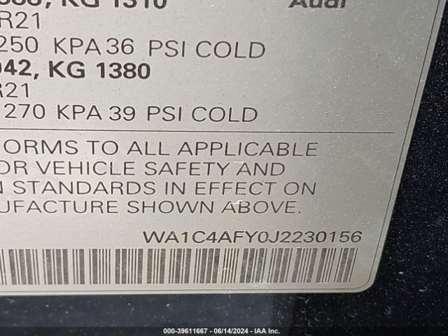 WA1C4AFY0J2230156 Audi Sq5 3.0t Premium Plus