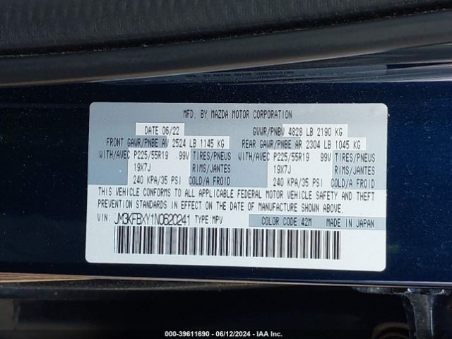 JM3KFBXY1N0620241 Mazda Cx-5 2.5 Turbo Signature