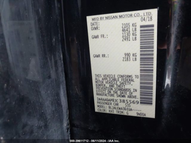 1N4AA6AP8JC385569 Nissan Maxima 3.5 Sl