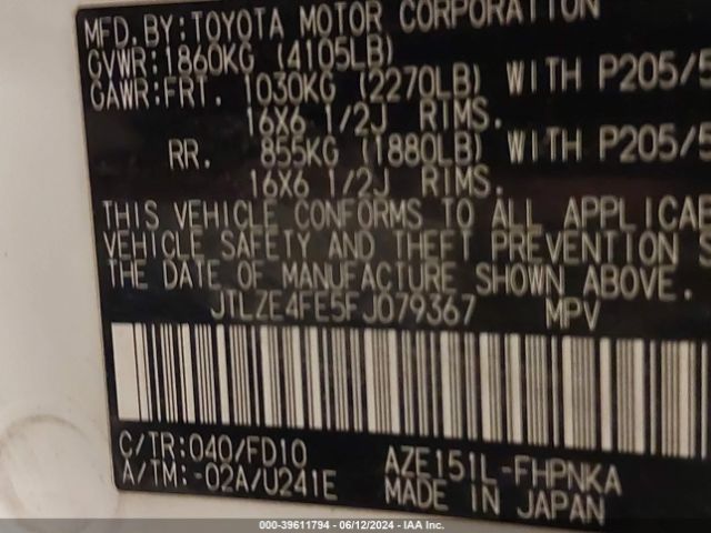 JTLZE4FE5FJ079367 Scion XB