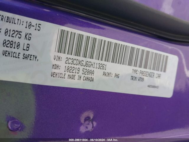 2C3CDXGJ6GH113261 Dodge Charger R/t Scat Pack