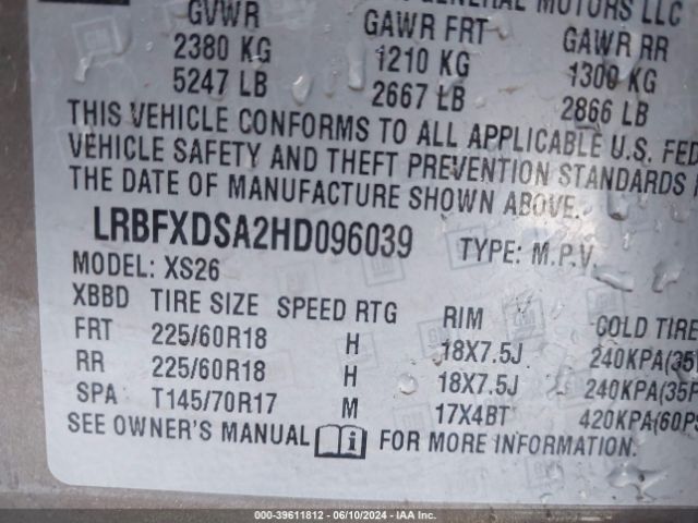 LRBFXDSA2HD096039 Buick Envision Essence