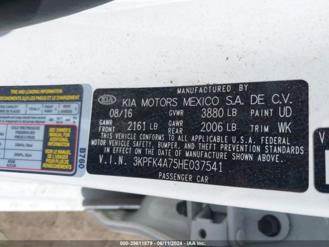 3KPFK4A75HE037541 KIA FORTE LX