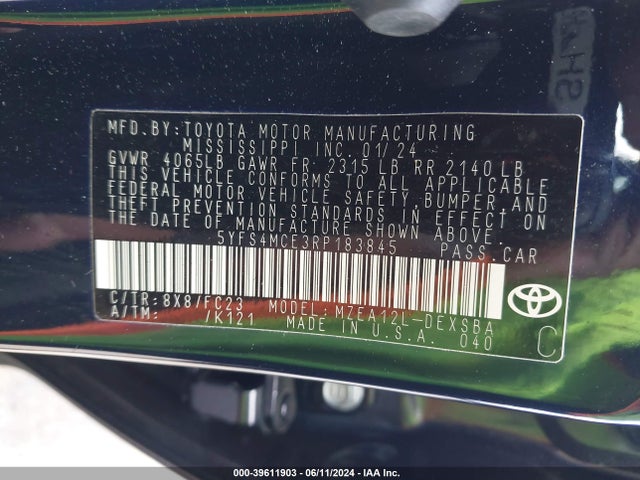 Toyota COROLLA SE 2024 5YFS4MCE3RP183845 Image 9