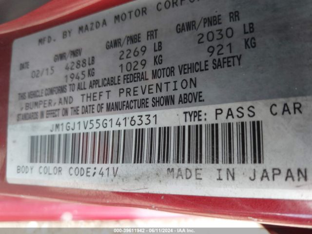 JM1GJ1V55G1416331 Mazda MAZDA6
