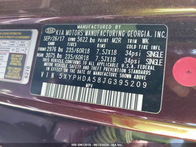 KIA Sorento 3.3l Ex 2018 5XYPHDA58JG395209 Image 9