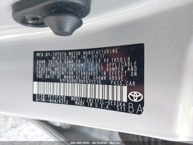 Toyota COROLLA SE 2017 5YFBURHE9HP631218 Image 9