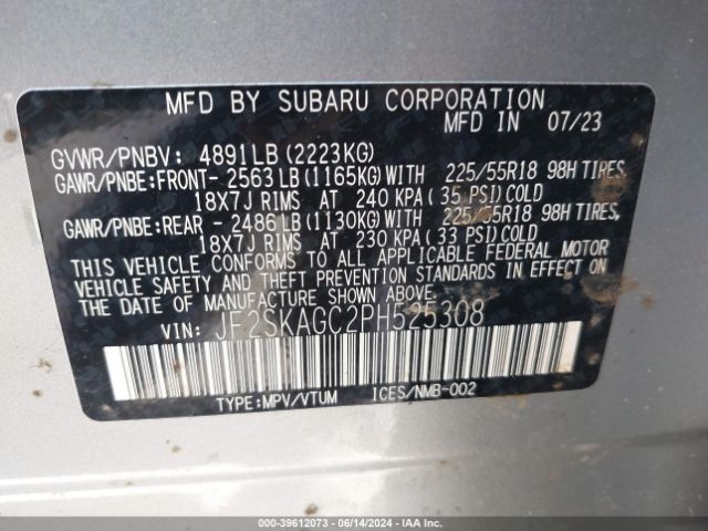 JF2SKAGC2PH525308 Subaru Forester Sport