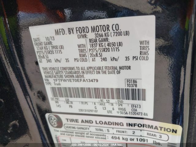 1FTFW1ET0EFA13479 Ford F-150 Platinum