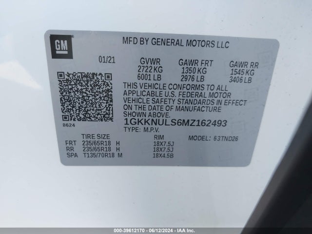 GMC Acadia Awd Slt 2021 1GKKNULS6MZ162493 Image 9