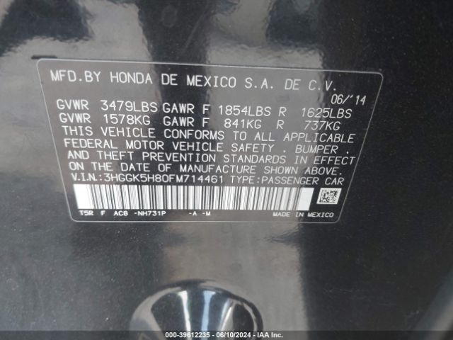 3HGGK5H80FM714461 Honda Fit Ex/ex-l