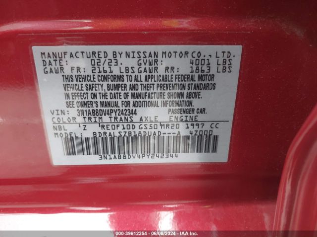 3N1AB8DV4PY242344 Nissan Sentra Sr Xtronic Cvt