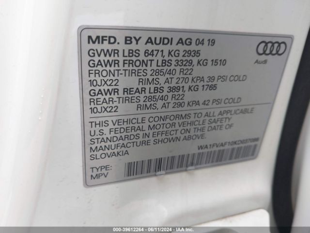 WA1FVAF10KD037086 Audi Q8 55 Premium