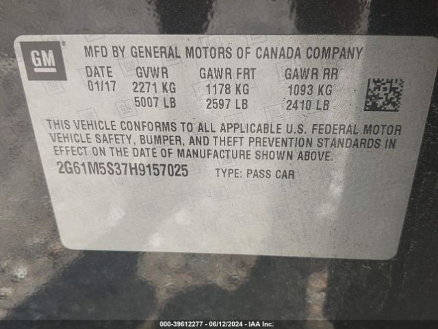 2G61M5S37H9157025 Cadillac XTS LUXURY