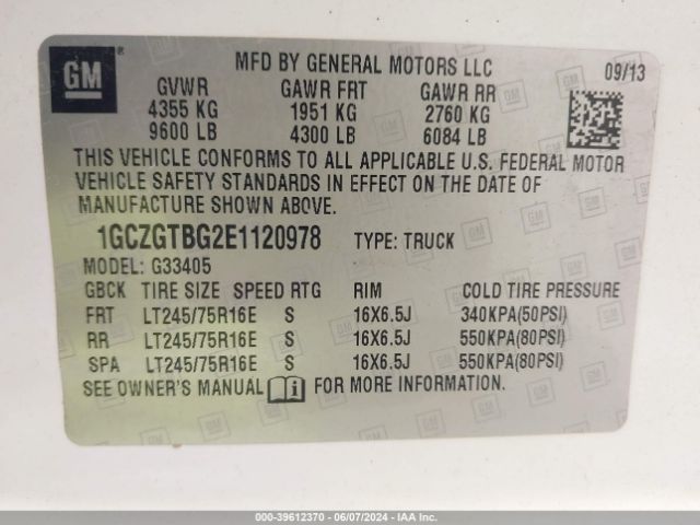 1GCZGTBG2E1120978 Chevrolet Express 3500 Work Van