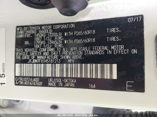 JTJBM7FX1H5181213 Lexus 460